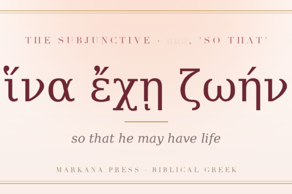 Greek subjunctive hina echei zoen, so that he may have life